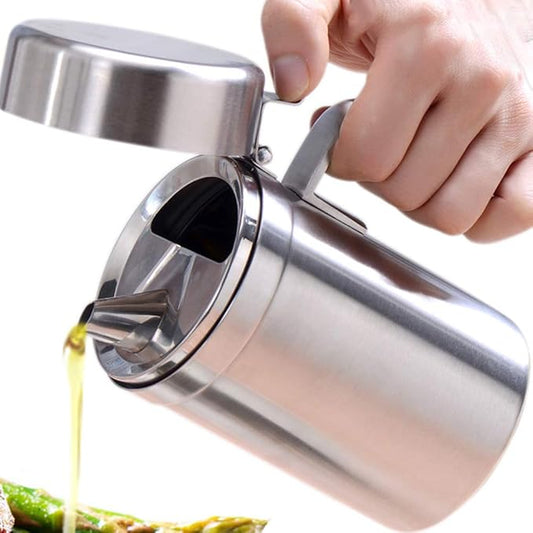 Olive Oil Dispenser, 550ML Stainless Steel Bottle with Lid, Leak Proof, Salad Dressing Storage, Cooking & BBQ