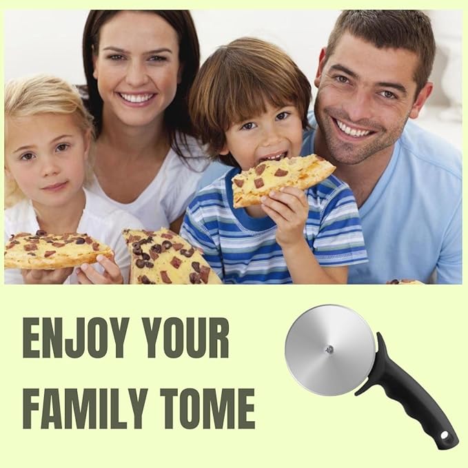 3" Pizza Cutter Wheel, Stainless Steel Pizza Cutter with Cover, Super Sharp Pizza Slicer-Dishwasher safe,Smooth Rotating Pizza Wheel Safe with Ergonomic Handle-Black