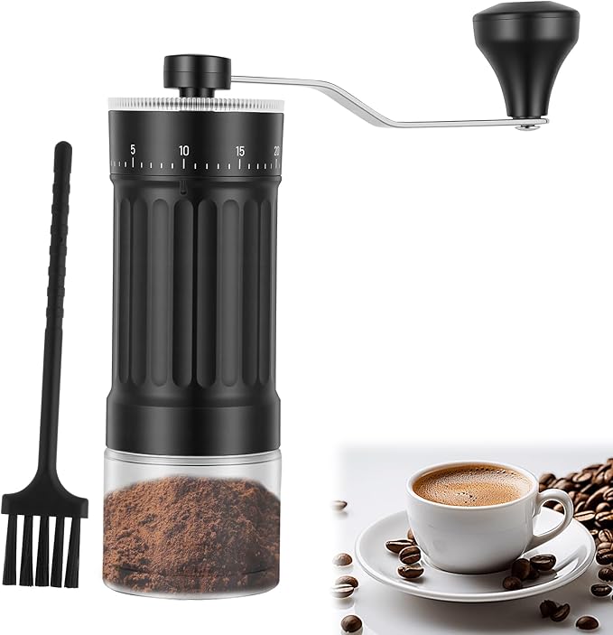Manual Coffee Grinder with 40 Adjustable Settings, Portable Conical Burr Grinder, 30g Capacity for Espresso, Travel, Camping, Office & Home Use