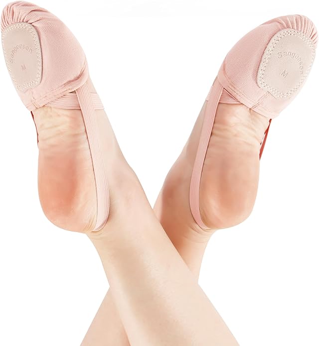 SANGEESON Half Sole Dance Shoes - Stretchy Canvas Pirouette Shoes for Ballet, Lyrical, Modern, Jazz Dance, and Contemporary