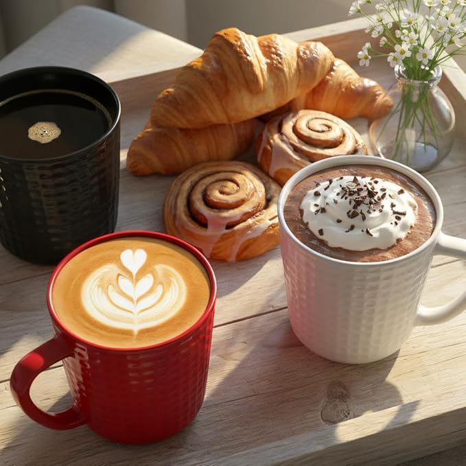 Large Coffee Mugs, 20 oz Ceramic Coffee Cups with Handle, Porcelain Big Tea Cups for Office and Home, for Latte Cocoa Dishwasher and Microwave Safe, 2PCS, Red
