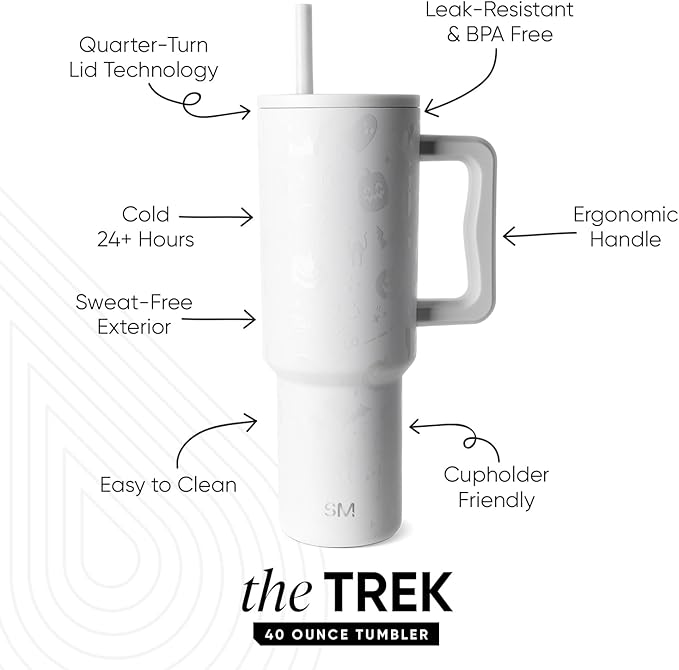 Simple Modern Halloween 40 oz Trek Tumbler with Handle and Straw Lid | Cup Holder Friendly Insulated Stainless Steel Travel Mug | Spooky Mix
