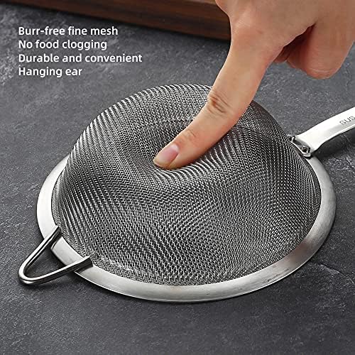 Stainless Steel Fine Mesh Strainers for Kitchen, Colander-Skimmer with Handle, Sieve Sifters for Food, Tea, Rice, Oil, Noodles, Fruits, Vegetable 4.73 inch