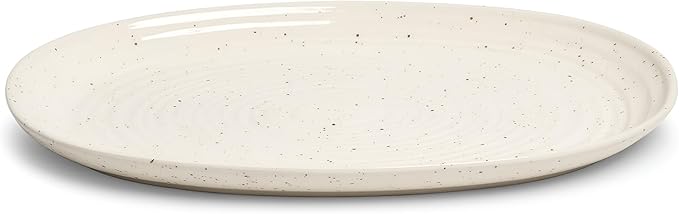 SANGO Siterra 2-Piece Speckled Stoneware Serving Platter Set for Easter - Large & Medium Ceramic Platters with Glossy Rustic Glaze, White Serving Dishes for Entertaining, Microwave and Dishwasher Safe