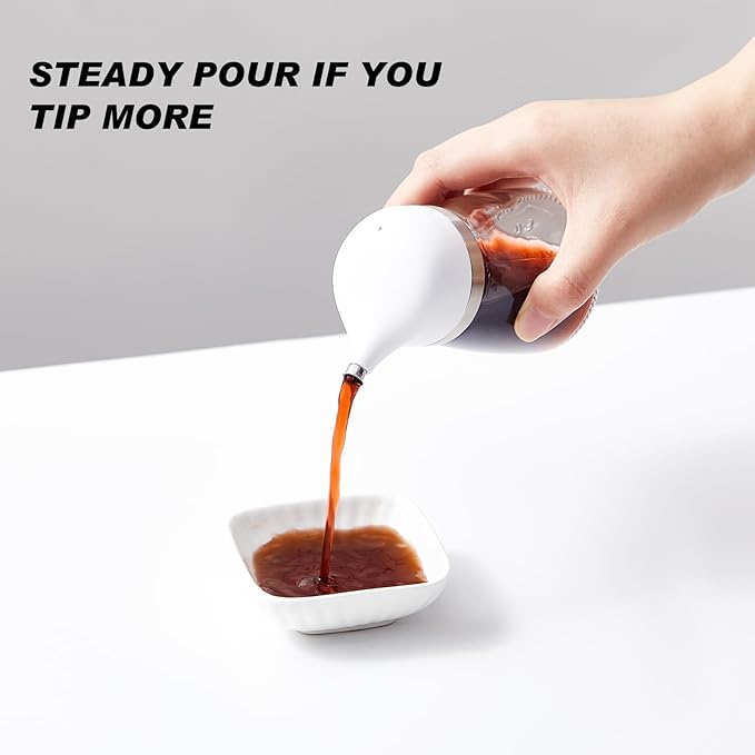 2 Pcs Cruet Dispenser Set 5 oz, White and Black Glass Soy Sauce Dispenser, Small Olive Oil and Vinegar Bottles, Soy Sauce Bottle, Non Drip Spout Cruet Bottle for Kitchen Cooking