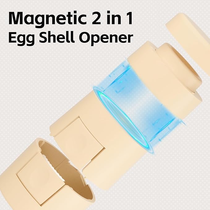 Upgraded 2 in 1 Egg Shell Opener, Hard Boiled Egg Peeler with Piercer, Cute Egg Cracker for Raw Eggs, Egg Separator for Home Kitchen Gadgets Tool (Beige）