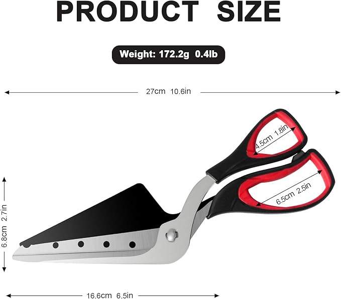 Pizza Scissors with Shovel, Pizza Cutter Scissors, Food-Grade Sharp Stainless Steel Blade and Soft Grip Handle, Black/Grey