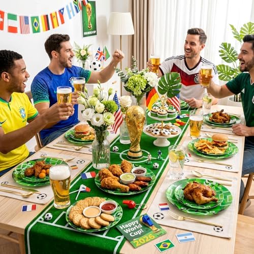 I00000 20 Green Plastic Soccer Plates, Disposable Plates for Soccer Party