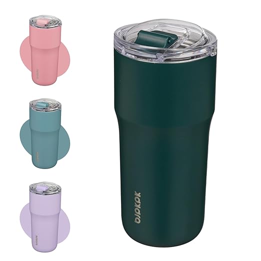BJPKPK Insulated Tumbler,20oz Stainless Steel Tumbler with lid,Double Wall Travel Coffee Mug Thermal Cup,Keep Drinks Cold and Hot,Dark Green