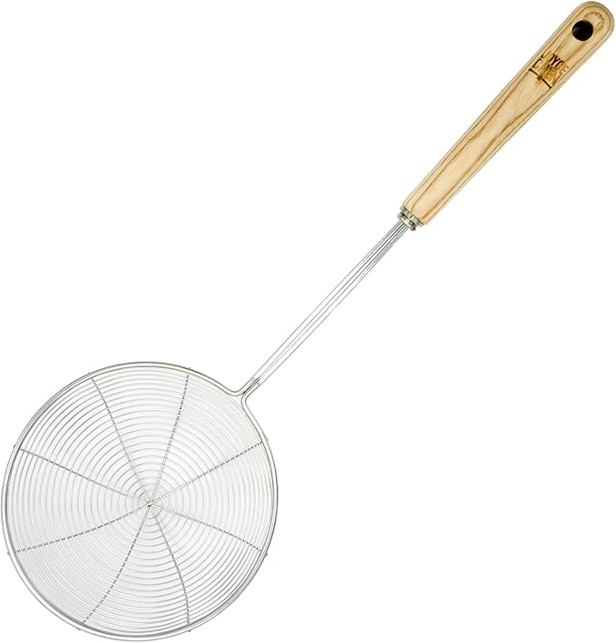 Joyce Chen Deluxe Kitchen Spider Strainer Stainless Steel 5-Inch Wire Basket with Heat-Resistant Wood Handle