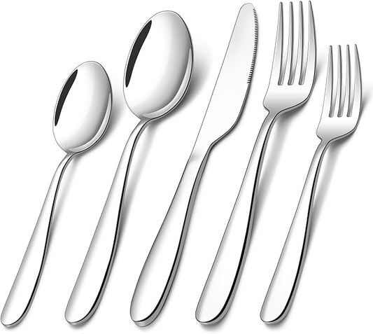 40-piece Silverware Set for 8, Stainless Steel Flatware Cutlery Set, Kitchen Utensil Tableware sets Include Spoon, Fork & Knife for Home, Dishwasher Safe