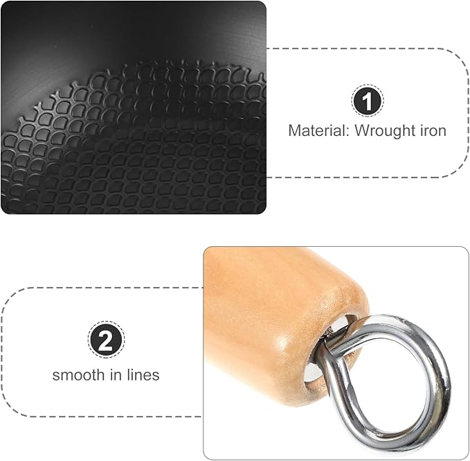 ABOOFAN Small Wok 14.56 Inch Japanese Iron Non-Stick Cooking Pot Flat Bottom Gas Stove Frying Pan for Home Kitchen