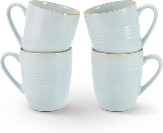 famiware Jupiter Coffee Mugs Set of 4, 13 oz Coffee Mug, Microwave and Dishwasher Safe, Coffee Cups with Handle for Coffee, Tea, Cocoa, Milk, Light Blue