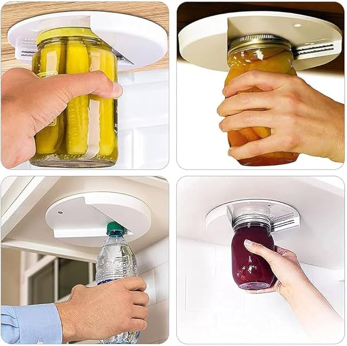 100 Pack Jar Opener for Seniors - Under Cabinet Jar Openers for Weak Hands, Easy Grip, Arthritis jar opener, One Handed Gadgets & Bottle Opener - Essential Kitchen Gadgets for Home Assistance