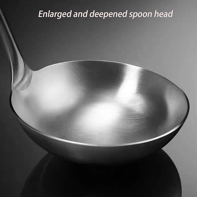 Soup Ladle -13.8" Large Durable Stainless Steel Ladel for Serving or Cooking, Stirring, Wok & Soup, Professional Heavy Duty kitchen Utensils 1 Pack