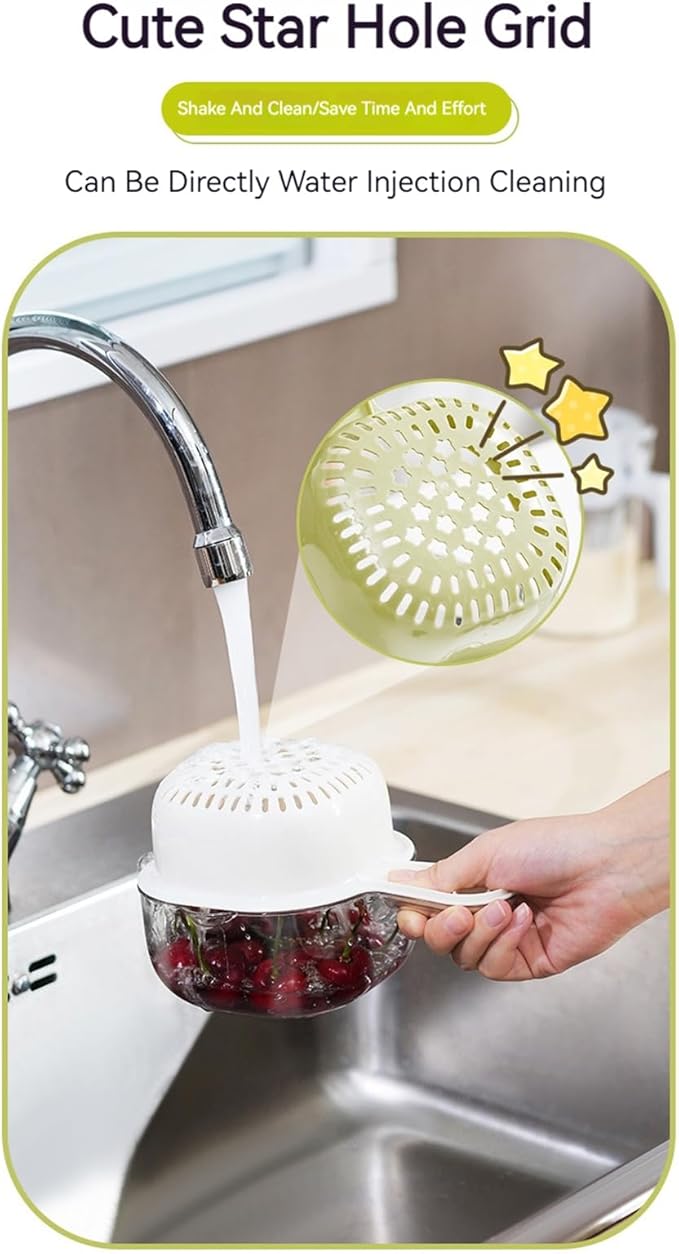 Small Fruit Colander,Fruit Rinser Strainer Container Dual-Layer Vegetable Cutting And Draining Basket,Watermelon Bowl With Strainer For Mini Berry And Tomato Grape Washer (Purple)