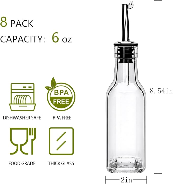 6oz Oil Dispenser for Kitchen with Stainless Steel Pourer Spouts,8 Pack Olive Oil Dispenser Bottle,Olive Oil Dispenser