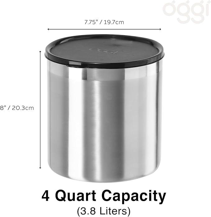 Oggi Stainless Steel Jumbo Grease Container with Removable Strainer and Snug Lid. Perfect container for fryer oil, bacon drippings, lard and ghee oil. Large capacity can - 1 Gall / (Pack of 3)
