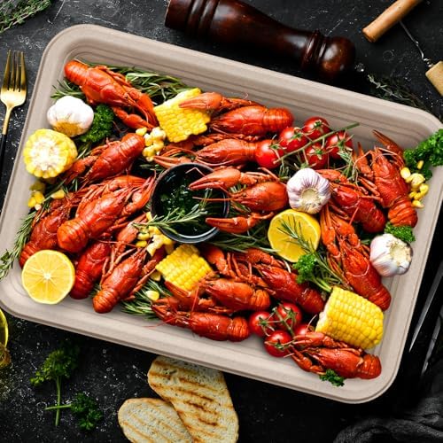 ECOLipak 50 Pack 14 in Compostable Natural Disposable Food Crawfish Trays