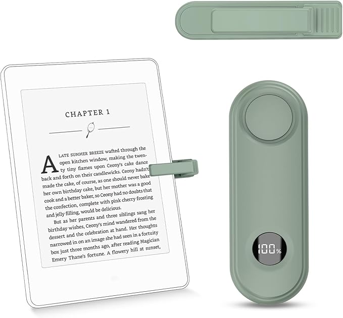 Remote Page Turner for Kindle Reading Accessories, Clicke for iPad iPhone Android Tablets E-Book Reading Noels, Camera Remote Shutter Selfie Controller, Green