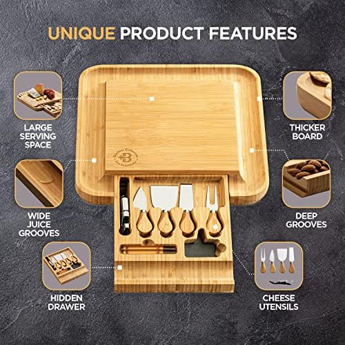 Charcuterie Board Cheese Board Set with Accessories - Bamboo Wooden Serving Tray, Platter - House Warming Gifts New Home, Wedding, Bridal Shower, Anniversary, Housewarming, Birthday Gifts for Women