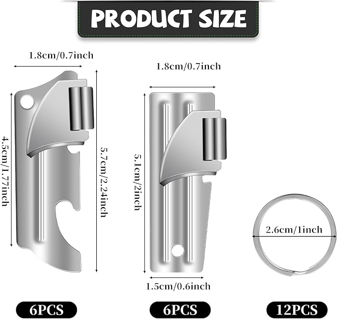 12pcs Can Opener,P-57 and P-51 Can Openers with Key Rings,Stainless Steel Camping Opener,Portable Army Survival for Traveling