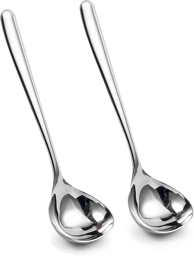 IMEEA 8-Inch Small Stainless Steel Serving Ladle SUS304 Stainless Steel Gravy Ladle Soup Spoon, Set of 2