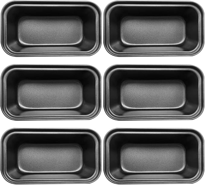 6 PCS Mini Nonstick Carbon Steel Baking Bread Pan,Mini Loaf Pans,Small Banana Bread Tins,6.2" x 3.2"