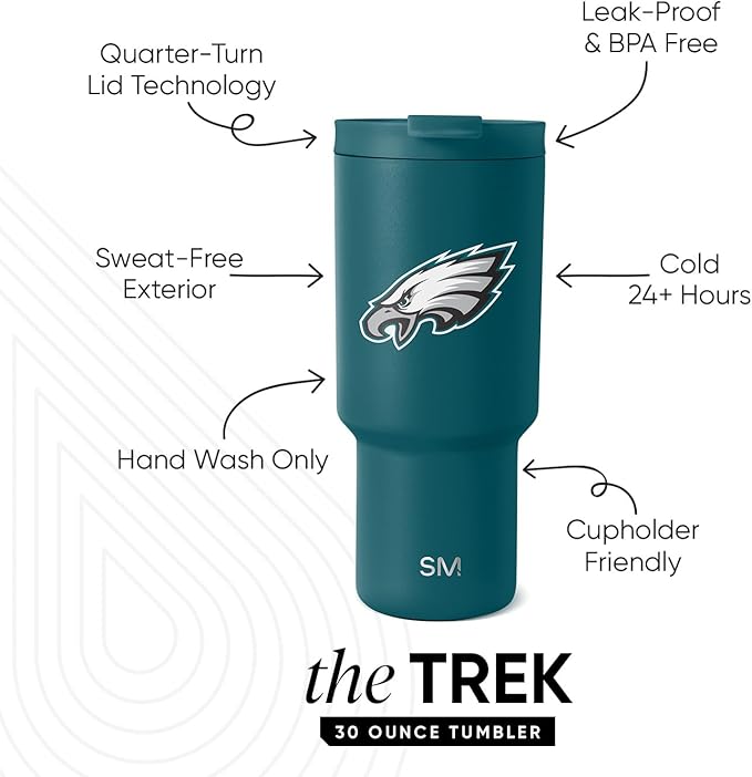 Simple Modern Officially Licensed NFL 30oz Tumbler with Flip Lid and Straws | Football Insulated Stainless Steel Cup | Gifts for Men Women | Trek Collection