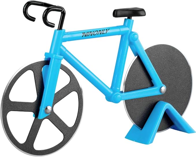 Ninonly Bicycle Pizza Cutter,Non-stick Bike Pizza Slicer, Dual Stainless Steel Cutting Wheels best for Pizza Lovers,Holiday Vacation Funny White Elephant Gifts Exchange Kitchen Gadget Cool Men's Gift