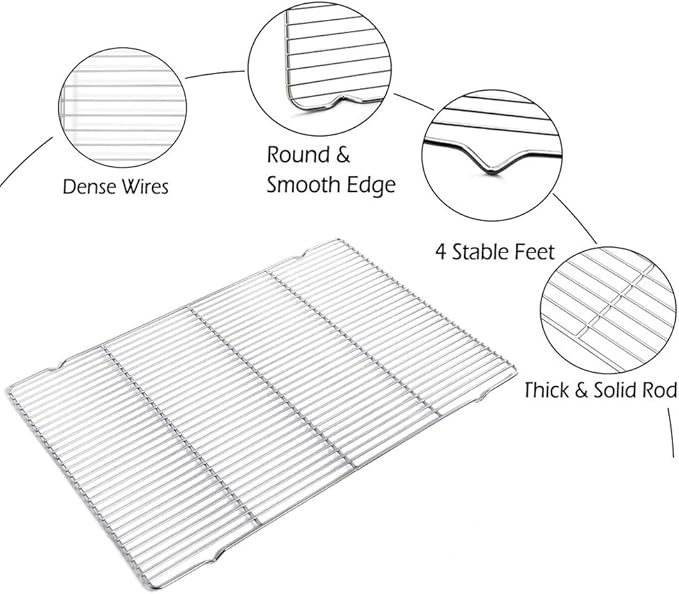Wire Cooling Racks For Baking 9.3"X13.6" Oven Safe Small Grid Fits Air Fryer/Stockpot/Instant Pot/Pressure Cooker, Stainless Steel Rust Free Rectangle Canning Rack (9.3"X13.6",34.5X23.6cm)
