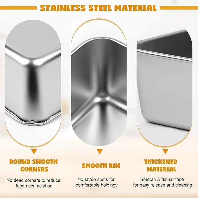 2 Packs 12×5 Inch Loaf Pans for Baking Bread, Stainless Steel Loaf Bread Pan with Parchment Paper Liners, Metal Bakeware for Bread, Meatloaf, Cake & Brownies, Easy Release, Oven & Dishwasher Safe