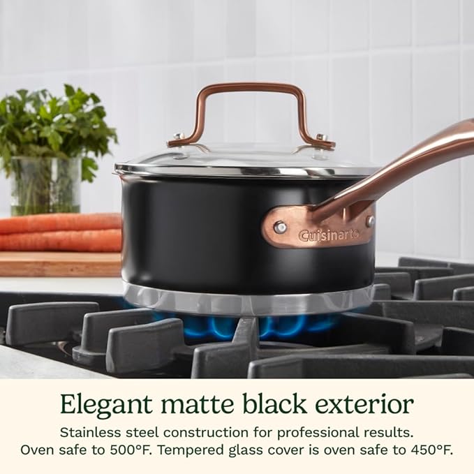 Cuisinart Matte Black Elegance 1.5 Quart Saucepan and Cover