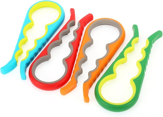 Multi-Color Bottle Opener and Can Opener for Weak Hands, Elderly Arthritis, Elderly, Jar Lid Opener with Rubber Pad for Jar Opener and Corkscrew Opener (orange and gray)