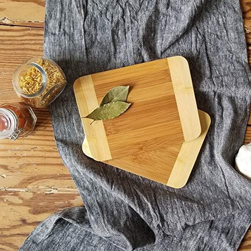 Lipper International Bamboo Wood Two-Tone Kitchen Cutting and Serving Board, Small, 8" x 6" x 5/16", Set of 12
