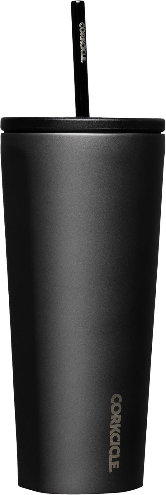 Corkcicle Cold Cup Insulated Tumbler with Straw - Keeps Drinks Cold for 12 Hours - Triple-Insulated Stainless Steel - Leak-Resistant Lid - Summer Drinkware Gift - 24 oz - Ceramic Slate