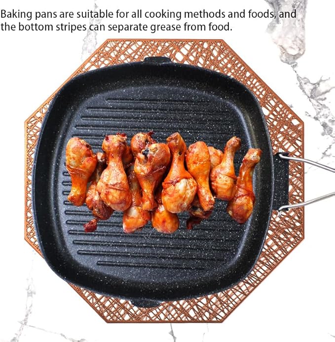 Nonstick Grill Pan with Folding Handle, 11in/ 28cm Lightweight Grill Pan for Stove Tops, 1.76lbs Versatile Griddle Pans with Pour Spouts, Square Grilling Skillet Steak Pan for Indoor Outdoor Camping