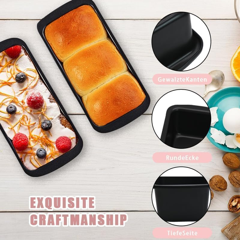 2PCS Small Loaf Pan for Baking Bread, 1lb Bread Loaf Tin, 7.5 x 3.5 x 2.4 inch Banana Bread Pans, Non-Stick Meatloaf Pan, Rectangular Bread & Loaf Tins for Ovens Air Fryer (Pack of 2)