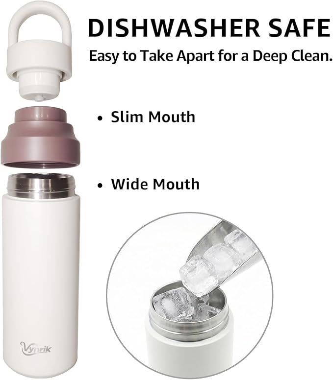 White Stainless Steel Water Bottle Insulated 20 oz Tumbler with Handle,Leak Proof Travel Bottles,Water Cup with Lids