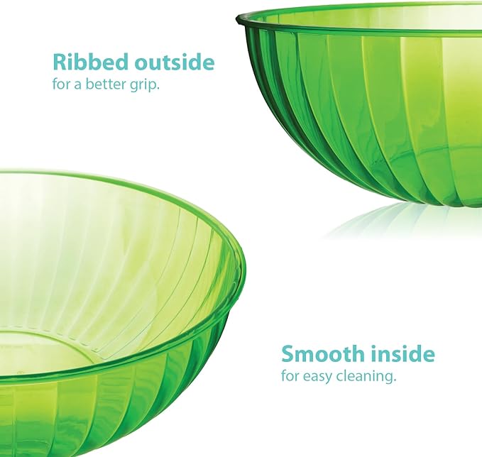 Party Essentials Hard Plastic 192-Ounce Serving Bowl, Neon Green