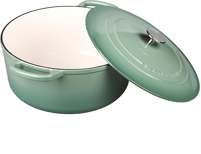 Enameled Dutch Ovens Cast Iron Dutch Oven Pot with Lid for Bread Baking, Cook, Dual Handle, 7 Quart, Sage Green