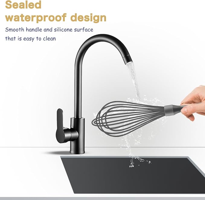 Dishwasher Safe Whisk, Professional Whisks for Cooking Non-Scratch, Stainless Steel & Silicone Wisk, Plastic Rubber Whisk Tool for Nonstick Cookware Pans, Heat Resistant,12-Inch, Grey
