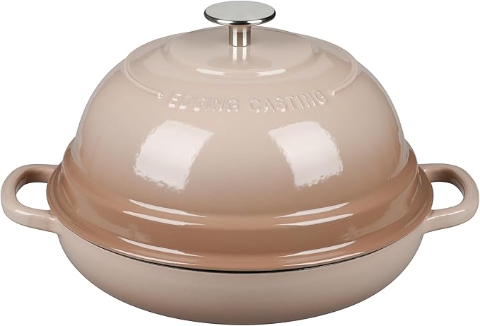 Enameled Cast Iron Dutch Oven Pot with Lid, Round Bread Oven for Homemade Sourdough Bread Baking, 6 Quart, Mocha