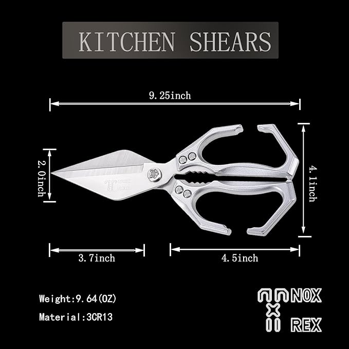 Kitchen Shears,Poultry Scissors,Stainless Steel Heavy Duty Scissors,Universal metal handles for both left and right hands,dishwasher safe shears sharp for Meat/food/Home/courtyards(Silver)
