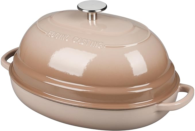 Enameled Oval Cast Iron Dutch Oven Pot with Lid, Bread Dutch Oven for Sourdough Bread Baking, Dutch Oven Bread, Bread Oven, 6QT, Mocha