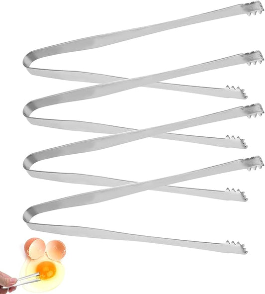 4pcs Egg Chalaza Remover Tongs, 5.98 Inch Toothed Stainless Steel Eggshell Fragment Membrane Cracker Separators Multipurpose Kitchen Separation Tool for Food Cooking Pastry Cake Bakers Chefs(Silver)