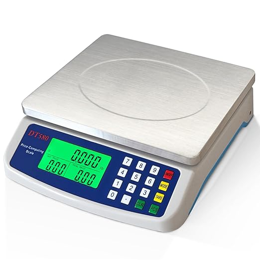 Digital Kitchen Scale 40kg/88lb Stainless Steel Price Computing Scale Counting Scale Deli Scale with Large LCD Display for Baking Bread Cooking Meat Prep Parts and Coins Adapter Included
