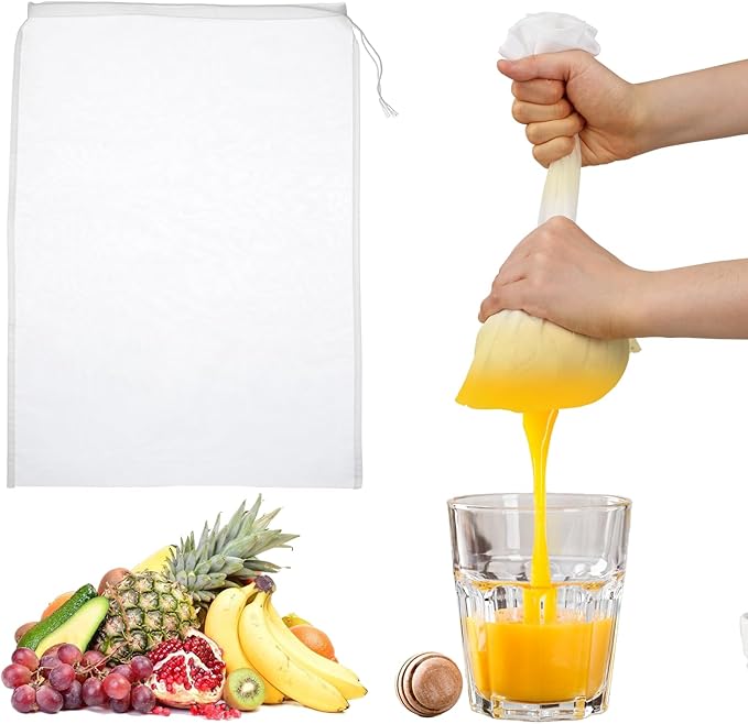 6Pack Nut Bag Strainer 18 x 12 Inch Cheesecloth Bags for Straining Nylon Cheese Cloth Bags Reusable 200 Mesh Nut Milk Bag for Straining Fruit Juice Cheese Coffee Tofu Yogurt Tea