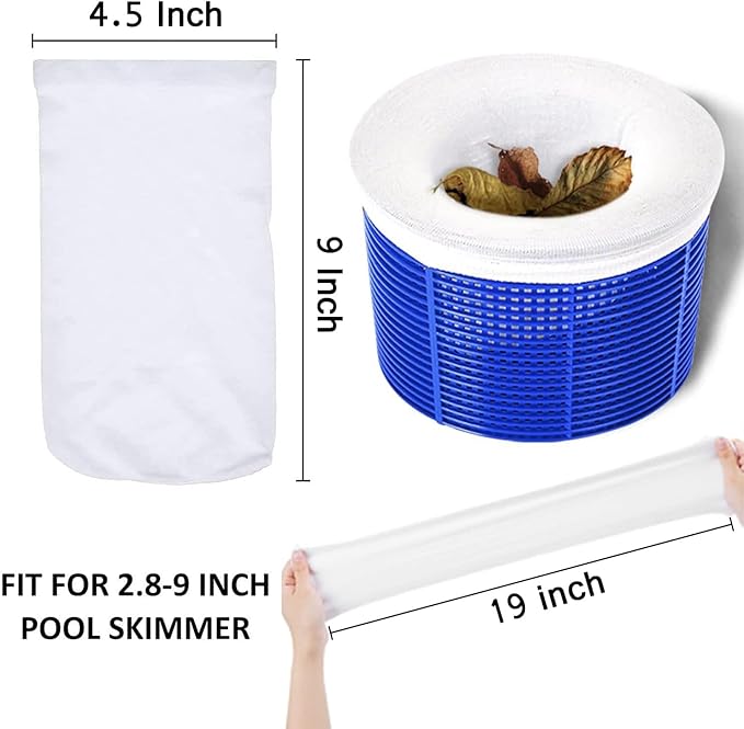 100 Pack Pool Skimmer Socks for Pool Filters, Filters Baskets and Skimmers to Filter Debris and Leaves, Protact Filter System of Inground and Above Ground Pools