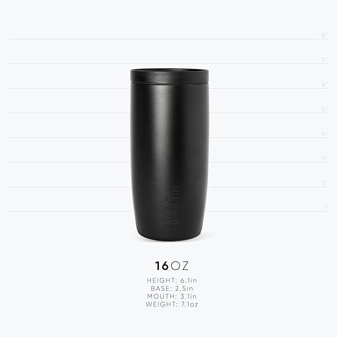 Simple Modern Travel Coffee Mug Tumbler with 360° Lid | Ceramic-Lined Insulated Stainless Steel Cold Brew Iced Coffee Cup | Gifts for Women Her Him | Voyager Signature | 16oz | Checkmate Red Cottage